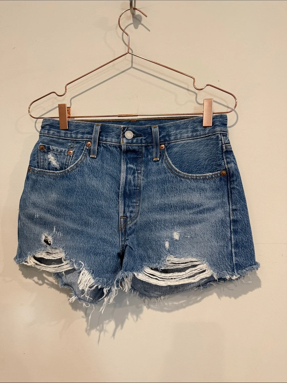Levi's Distressed Denim Jean Shorts - Blue